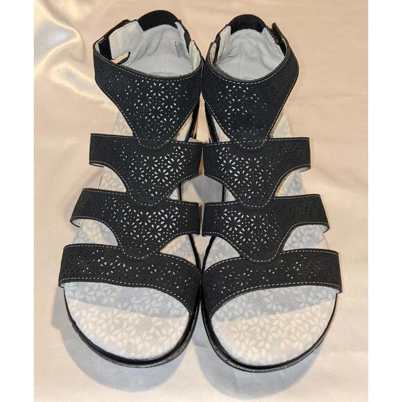 JBU by Jambu Women's Bianca Wedge Sandals Black Memory Foam Comfort Size 7.5 M - Picture 3 of 8